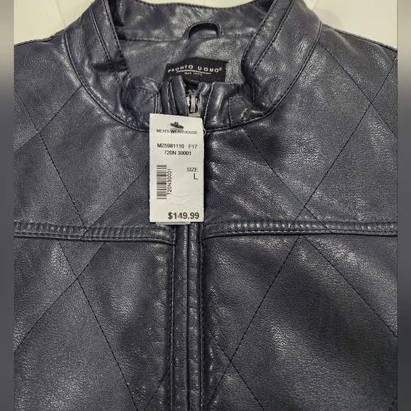 Men's Blue Vest Modern Fit jacket outerwear L Leather NWT - Picture 6 of 11